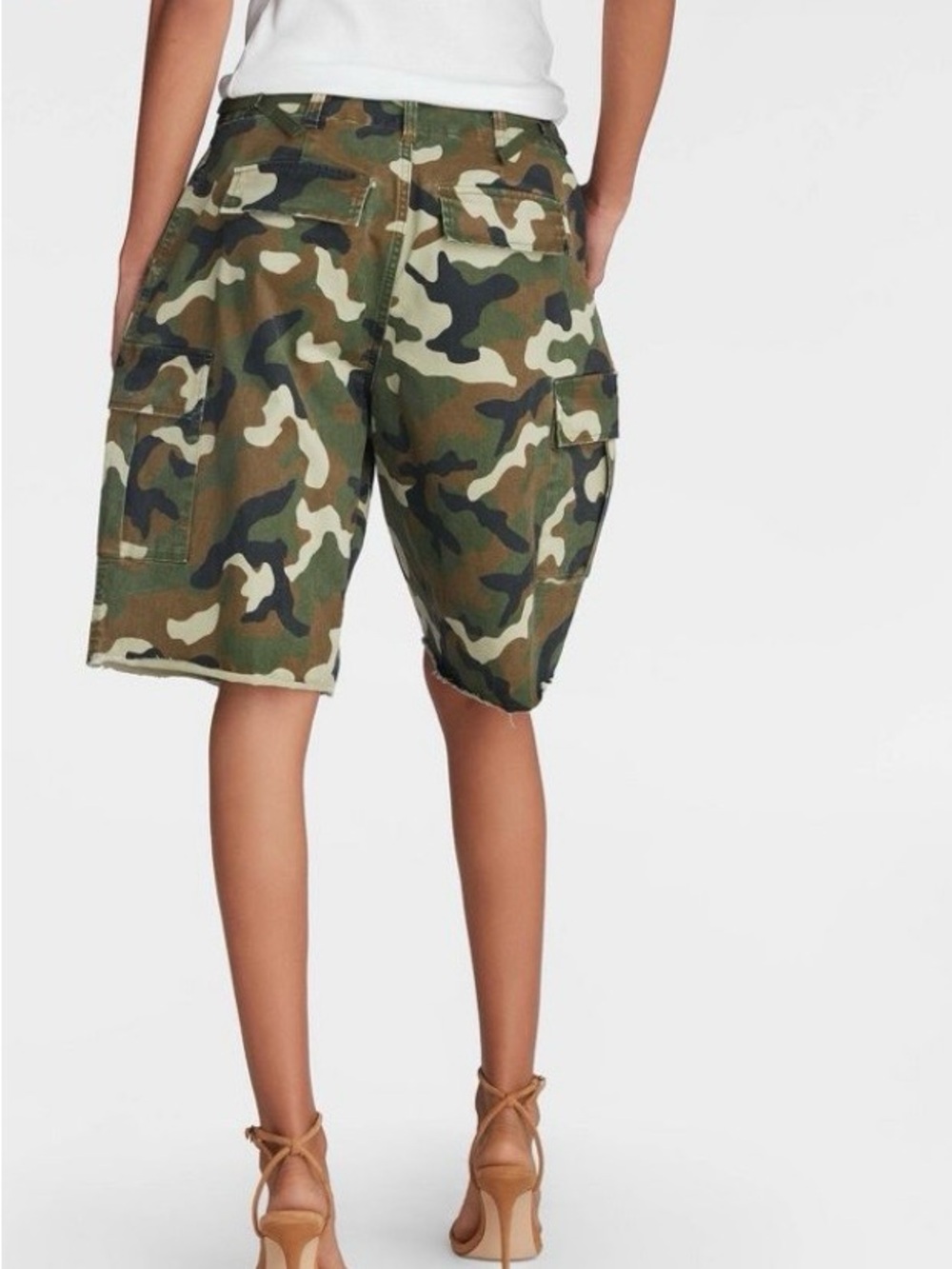 Women's Mid-Rise Camo Cargo Bermuda Shorts - Picture 3 of 3